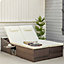 Outsunny 2 Seater Double Rattan Sun Lounger Recliner Day Bed Wicker Weaver Sofa
