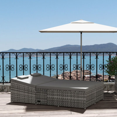 Sofa Bed Rattan Day Bed Sun Lounger Wicker Rattan Outdoor Patio