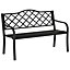 Outsunny 2-Seater Garden Bench Cast Iron Patio Antique Loveseat w/ Armrest