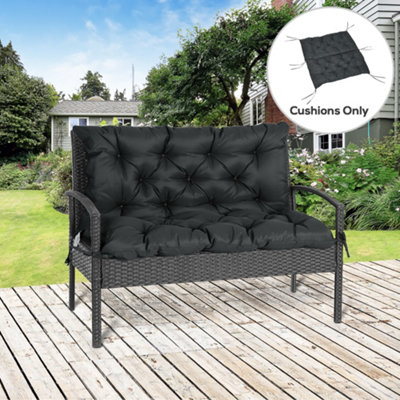 Outsunny Seater Garden Bench Cushion Outdoor Seat Pad with Ties