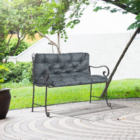 Outsunny 2 Seater Garden Bench Cushion Outdoor Seat Pad with Ties Dark Grey