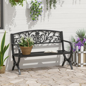 Outsunny 2 Seater Garden Bench Patio Vintage Loveseat Outdoor Decorative Seat