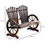 Outsunny 2 Seater Garden Bench w/ Wheel-Shaped Armrests Carbonized colour