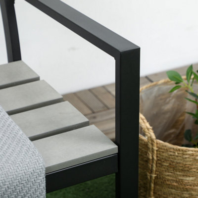 Outsunny 2 Seater Garden Bench with Steel Frame Garden Loveseat 122x65x92cm Grey - 7