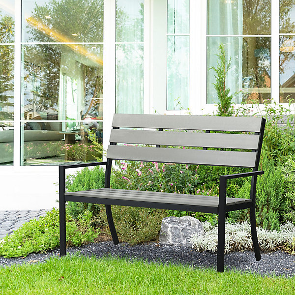 Outsunny 2 Seater Garden Bench with Steel Frame Garden Outsunny 2 Seater Garden Bench with Steel Frame Garden