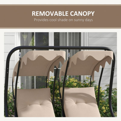 Outsunny 2 Seater Garden Metal Swing Seat Patio Swinging Chair Hammock Canopy - 7