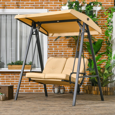 Outsunny 2 Seater Garden Outdoor Swing Chair Hammock w Adjustable Canopy