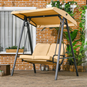 Outsunny 2 Seater Garden Outdoor Swing Chair Hammock w/ Adjustable Canopy