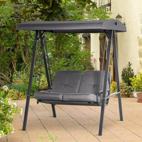 Outsunny 2 Seater Garden Outdoor Swing Chair Hammock withSteel Frame Grey