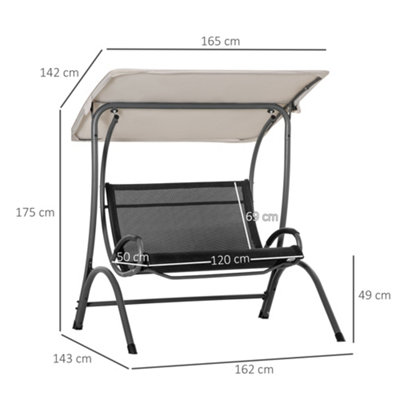 Outsunny 2 Seater Garden Swing Bench withTilting Canopy Texteline