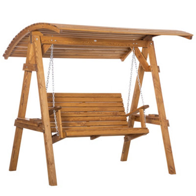 Outsunny 2 Seater Garden Swing Chair Canopy Swing Bench withAdjustable Shade