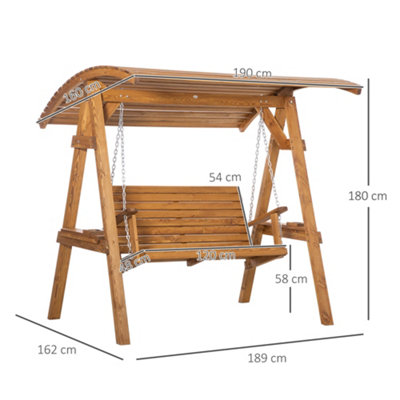 Outsunny 2 Seater Garden Swing Chair Canopy Swing Bench withAdjustable Shade - 3