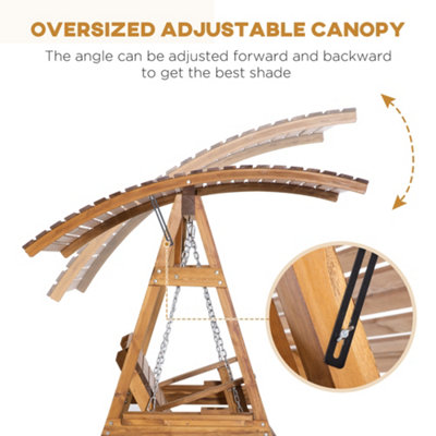 Outsunny 2 Seater Garden Swing Chair Canopy Swing Bench withAdjustable Shade - 4