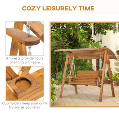 Outsunny 2 Seater Garden Swing Chair Canopy Swing Bench withAdjustable Shade - 5