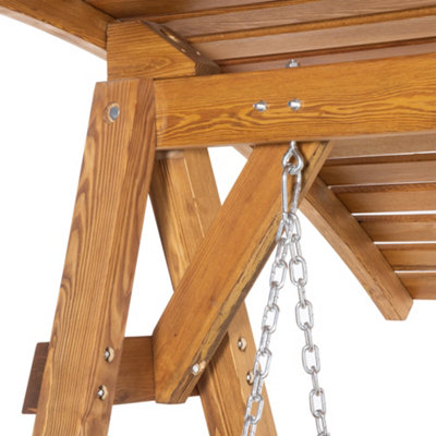 Outsunny 2 Seater Garden Swing Chair Canopy Swing Bench withAdjustable Shade - 8
