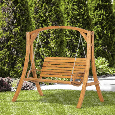 Outsunny 2 Seater Garden Swing Chair Canopy Swing Bench w Adjustable Shade DIY at B Q