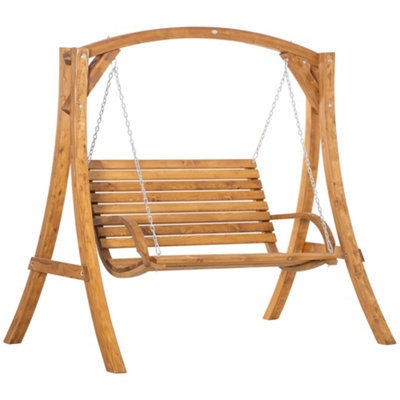 Outsunny 2 Seater Garden Swing Chair Outdoor Wooden Swing Bench Lounger DIY at B Q