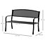 Outsunny 2 Seater Metal Bench Patio Park Loveseat Garden Chair Outdoor Seating