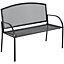 Outsunny 2 Seater Metal Garden Bench Outdoor Furniture for Porch Lawn Grey