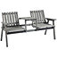Outsunny 2-Seater Wooden Garden Bench Patio Antique Loveseat with Armrest Grey