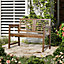 Outsunny 2-Seater Wooden Garden Bench w/ Backrest and Armrest for Yard Brown