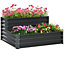 Outsunny 2 Tier Galvanised Raised Garden Bed Planter Box Open Bottom Dark Grey