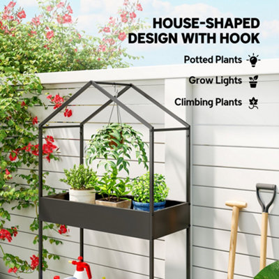 Outsunny 2 Tier Plant Stand, Outdoor Indoor Metal Plant Stand with