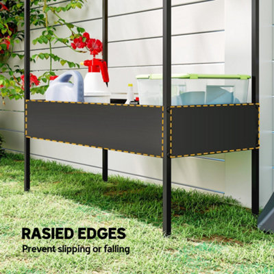 Outsunny 2 Tier Plant Stand, Outdoor Indoor Metal Plant Stand with