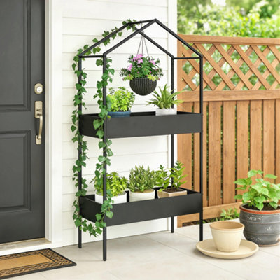 otherside design レッグget a Stand for 25 Outsunny 2 Tier Plant Stand, Outdoor Indoor Metal Plant Stand with