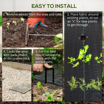Outsunny 2 x 100m Weed Membrane, Heavy Duty Weed Control Membrane