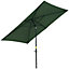 Outsunny 2 x 3(m) Garden Parasol Rectangular Market Umbrella Green