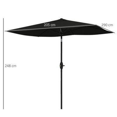 Outsunny 2 x 3(m) Garden Parasol Rectangular Market Umbrella w/ Crank Black - 3