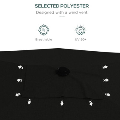 Outsunny 2 x 3(m) Garden Parasol Rectangular Market Umbrella w/ Crank Black - 7