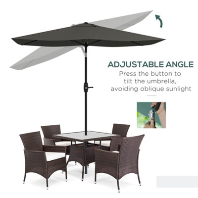 Outsunny 2 x 3(m) Garden Parasol Rectangular Market Umbrella