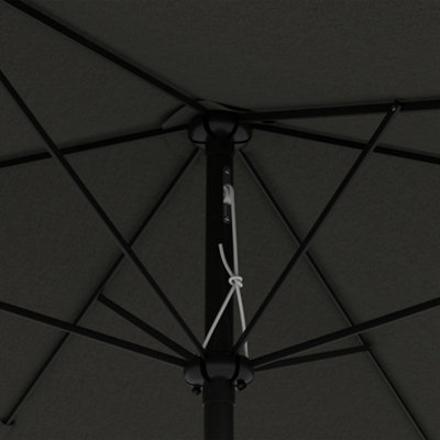 Outsunny 2 x 3(m) Garden Parasol Rectangular Market Umbrella w/ Crank Dark Grey - 9