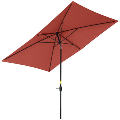 Outsunny 2 x 3(m) Garden Parasol Rectangular Market Umbrella Wine Red