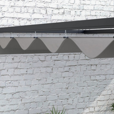 Outsunny 2 x 3(m) Wall Mounted Pergola with Retractable Sun Shade Canopy - 9