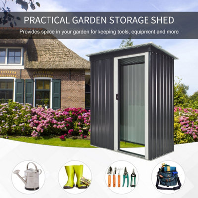 Outsunny 2 x 3ft Garden Storage Shed with Sliding Door and Sloped Roof