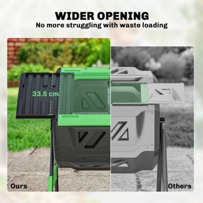 Outsunny 200L Compost Bin, Dual Chamber Rotating Tumbling Composter