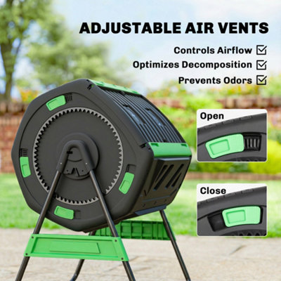 Outsunny 200L Compost Bin, Dual Chamber Rotating Tumbling Composter