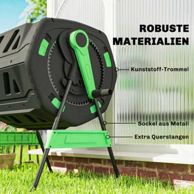 Outsunny 200L Compost Bin, Dual Chamber Rotating Tumbling Composter