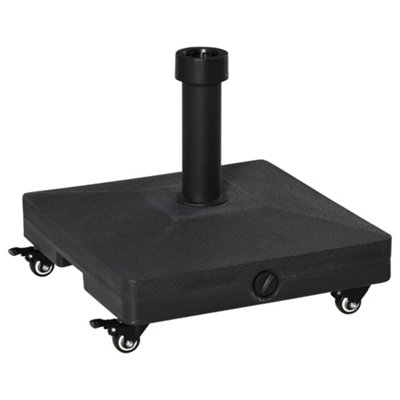 Outsunny 20kg Heavy Duty Garden Parasol Base with Wheels for Patio Deck Black