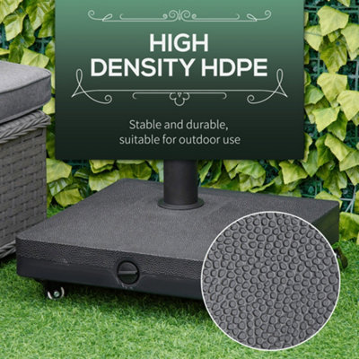 Outsunny 20kg Heavy Duty Garden Parasol Base with Wheels for Patio Deck Black - 6