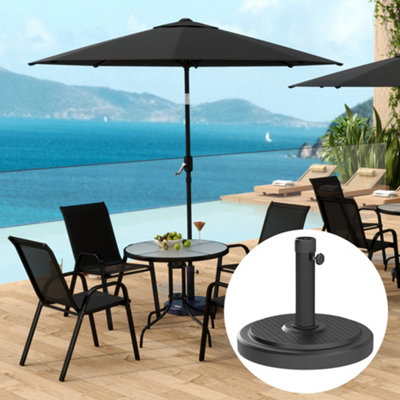 Outsunny 22kg Garden Parasol Base, Round HDPE Sun Umbrella Base, Black