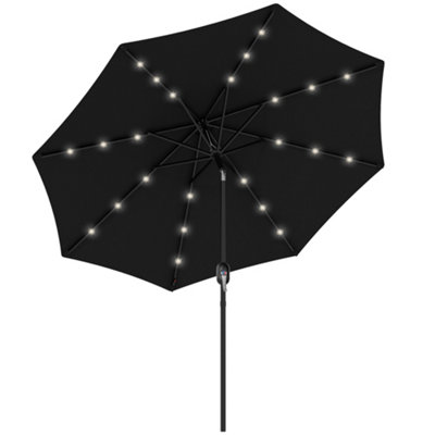 Outsunny 24 LED Solar Powered Parasol Umbrella Garden Tilt Outdoor String Light Black