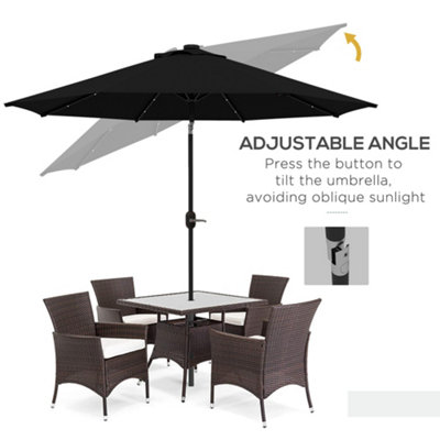 Outsunny 24 LED Solar Powered Parasol Umbrella Garden Tilt Outdoor String Light Black - 5