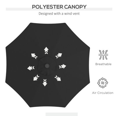 Outsunny 24 LED Solar Powered Parasol Umbrella Garden Tilt Outdoor String Light Black - 6