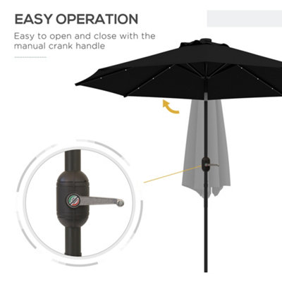 Outsunny 24 LED Solar Powered Parasol Umbrella Garden Tilt Outdoor String Light Black - 7