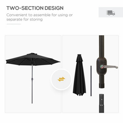 Outsunny 24 LED Solar Powered Parasol Umbrella Garden Tilt Outdoor String Light Black - 8
