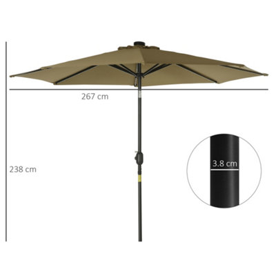 Outsunny 24 LED Solar Powered Parasol Umbrella Garden Tilt Outdoor String Light Brown - 3